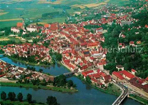 AK / Ansichtskarte Donauwoerth I. Nordschwabenschau Regionalausstellung 1977 Stadtjubilaeum 1000 Jahre Brueckenstadt Fliegeraufnahme Kat. Donauwoerth