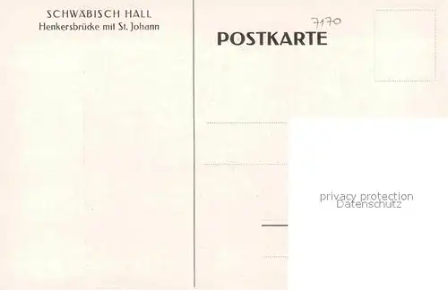 AK / Ansichtskarte Schwaebisch Hall Henkersbruecke mit St Johann Kirche Kuenstlerkarte Kat. Schwaebisch Hall