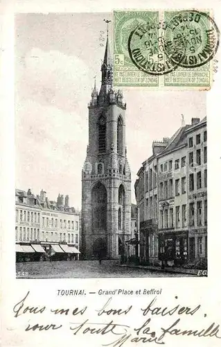 AK / Ansichtskarte Tournai Hainaut Grand Place et Beffroi Kat. 