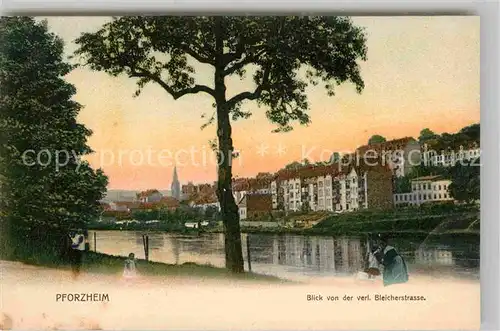 AK / Ansichtskarte Pforzheim Blick von der verl Bleicherstrasse Uferpartie am Fluss Kat. Pforzheim