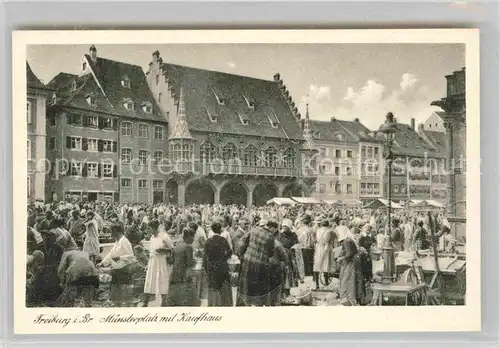 AK / Ansichtskarte Freiburg Breisgau Muensterplatz mit Kaufhaus Markt Kat. Freiburg im Breisgau