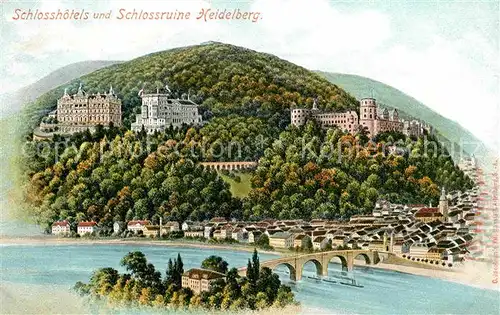 AK / Ansichtskarte Heidelberg Neckar Schlosshotels und Schlossruine  Kat. Heidelberg