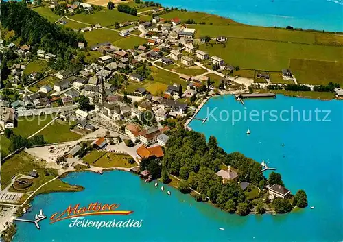 AK / Ansichtskarte Mattsee Salzburg Fliegeraufnahme Seespitz Schlossberg  Kat. Mattsee