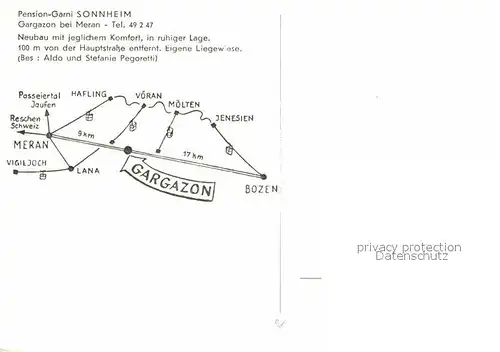 AK / Ansichtskarte Gargazon Gargazzone Pension Sonnheim