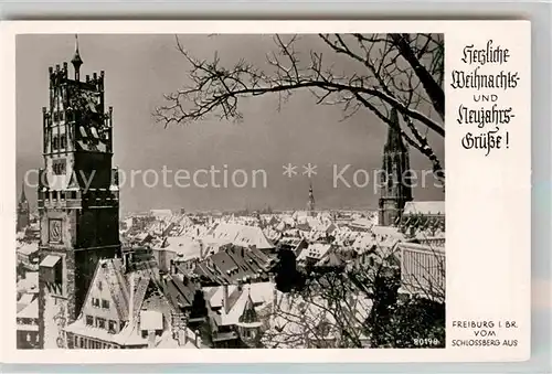 AK / Ansichtskarte Glueckwunsch Freiburg Weihnachts Neujahrsgruesse  Kat. Greetings