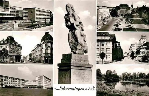 AK / Ansichtskarte Schwenningen Neckar Marktplatz Krankenhaus Denkmal Postamt Kat. Villingen Schwenningen