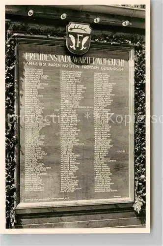 AK / Ansichtskarte Freudenstadt Gedenktafel Kat. Freudenstadt