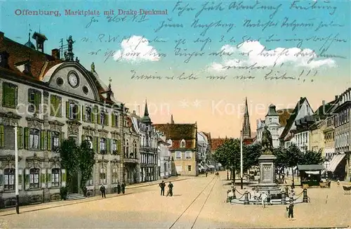 AK / Ansichtskarte Offenburg Marktplatz Franzis Drake Denkmal Kat. Offenburg