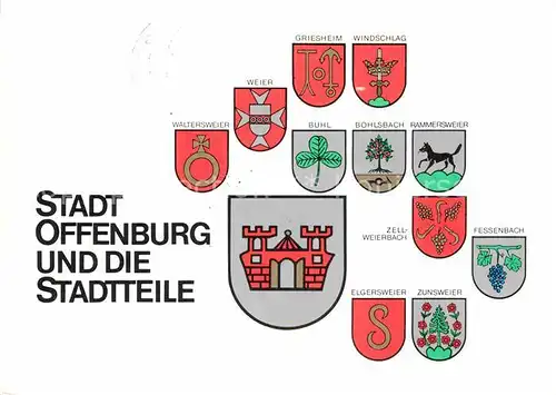 AK / Ansichtskarte Offenburg Wappen der Stadt und der Ortsteile Kat. Offenburg