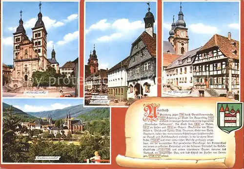 AK / Ansichtskarte Amorbach Abteikirche Historisches Rathaus St Gangolf Kirche Wappen Kat. Amorbach