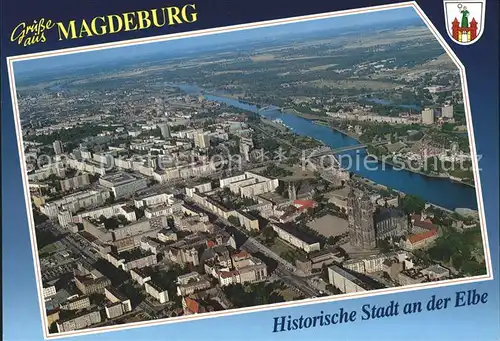 AK / Ansichtskarte Magdeburg Historische Stadt an der Elbe Fliegeraufnahme Kat. Magdeburg