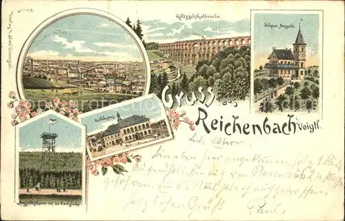 AK / Ansichtskarte Reichenbach Vogtland Panorama Goeltzschtalbruecke Restaurant Schoene Aussicht Aussichtsturm Carlshoehe Rathaus Kat. Reichenbach