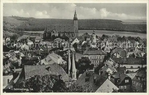 AK / Ansichtskarte Schneeberg Erzgebirge Ortsansicht mit Kirche Kat. Schneeberg