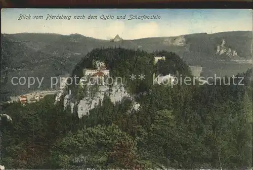 AK / Ansichtskarte Oybin Blick vom Pferdeberg nach dem Berg Oybin und Scharfenstein Kat. Kurort Oybin