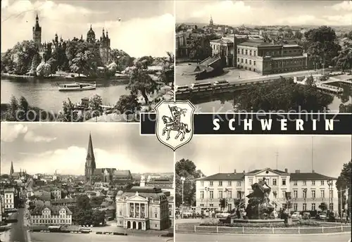 AK / Ansichtskarte Schwerin Mecklenburg Schloss Staatliches Museum Altstadt Grunthalplatz Brunnen Wappen Kat. Schwerin