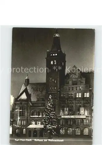 AK / Ansichtskarte Karl Marx Stadt Rathaus zur Weihnachtszeit Kat. Chemnitz
