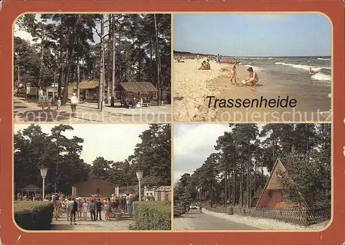 AK / Ansichtskarte Trassenheide Usedom Campingplatz Strand Musikpavillon Finnhuetten Kat. Trassenheide