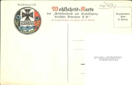 AK / Ansichtskarte Luebeck Buergermeister Eschenburg Wohlfahrtskarte Reichsverband zur Unterstuetzung deutscher Veteranen Kat. Luebeck