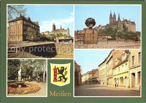 AK / Ansichtskarte Meissen Elbe Sachsen Dom Albrechtsburg Kaendlerbrunnen Leipziger Strasse Kat. Meissen