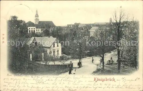 AK / Ansichtskarte Koenigsbrueck Ortsansicht mit Kirche Kat. Koenigsbrueck