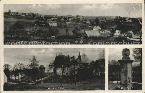 AK / Ansichtskarte Oelsen Bad Gottleuba Berggiesshuebel Gesamtansicht Kirche Schule Ehrenmal Kat. Bad Gottleuba Berggiesshuebel