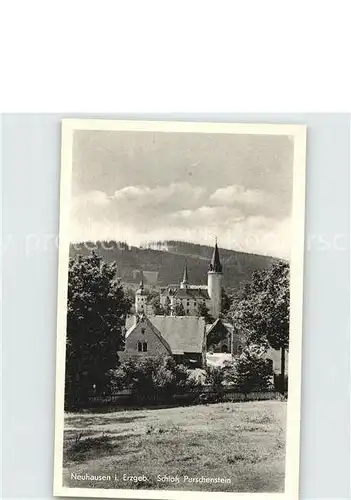 AK / Ansichtskarte Neuhausen Erzgebirge Ortsansicht mit Kirche und Schloss Kat. Neuhausen Erzgebirge