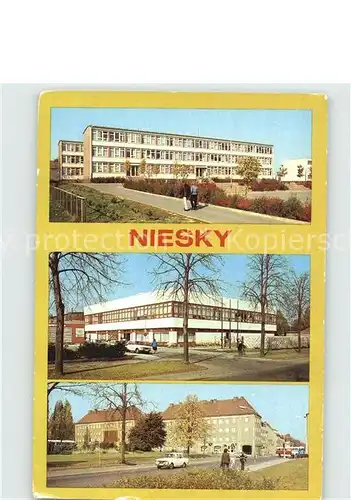 AK / Ansichtskarte Niesky Herbert Balzer Oberschule Betriebsgaststaette des MLK HO Gaststaette Pizza Zinzendorfplatz Kat. Niesky