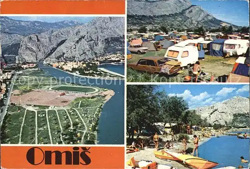 AK / Ansichtskarte Omis Campingplatz Strand Kueste Fliegeraufnahme Kat. Kroatien