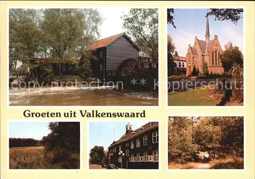 AK / Ansichtskarte Valkenswaard Teilansichten Muehle Wasserrad Kirche Landschaft Waldpartie Kat. Valkenswaard