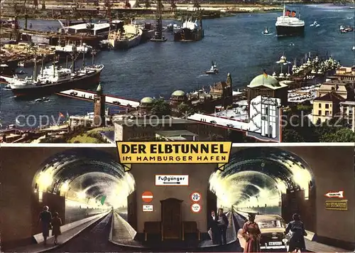 AK / Ansichtskarte Hamburg Elbtunnel Fliegeraufnahme Hafen Kat. Hamburg