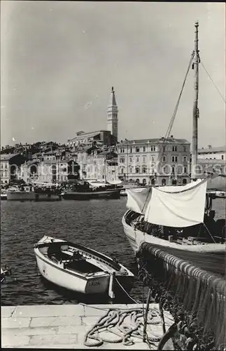 AK / Ansichtskarte Rovinj Istrien Hafen Segelboot Kirche Kat. Hrvatska