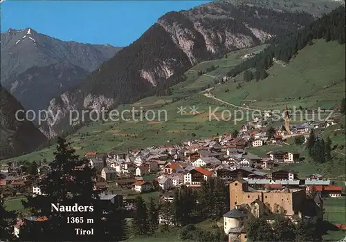 AK / Ansichtskarte Nauders Tirol Ortsansicht mit Burg Kirche Alpenpanorama Kat. Nauders