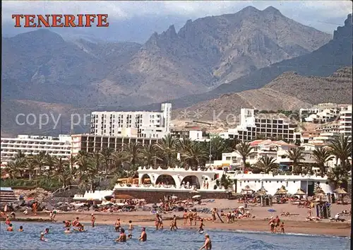 AK / Ansichtskarte Playa de las Americas Ansicht vom Meer aus Hotelanlagen Strand Berge Kat. Arona Tenerife Islas Canarias
