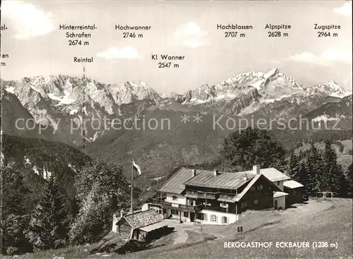 AK / Ansichtskarte Garmisch Partenkirchen Berggasthof Eckbauer Alpenpanorama Kat. Garmisch Partenkirchen