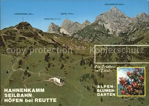 AK / Ansichtskarte Reutte Tirol Hahnenkamm Seilbahn Hoefen im Sommer Alpenblumen Fliegeraufnahme Kat. Reutte