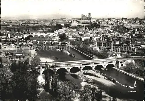 AK / Ansichtskarte Beziers Fliegeraufnahme 4 Ponts et la Cathedrale St. Nazaire Kat. Beziers