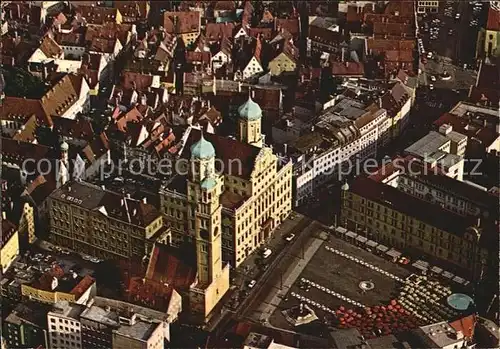 AK / Ansichtskarte Augsburg Rathaus Perlachturm Fliegeraufnahme Kat. Augsburg