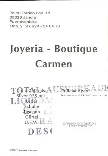 AK / Ansichtskarte Jandia Joyeria Boutique Carmen Strand Kat. Fuerteventura Kanarische Inseln