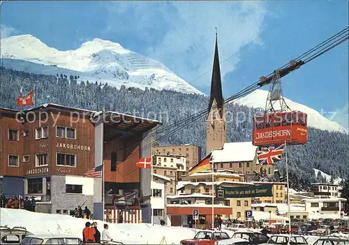 AK / Ansichtskarte Davos GR BBBJ Bahn Jakobshorn Bergbahn mit Schatzalp und Schiahoerner Wintersportplatz Kat. Davos