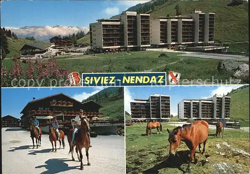 AK / Ansichtskarte Siviez Nendaz Hotel Pferde Reiten