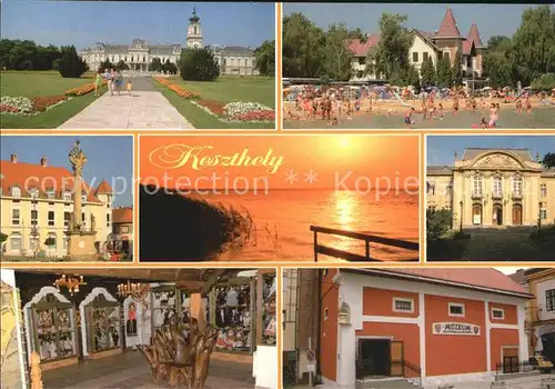 AK / Ansichtskarte Keszthely Schloss Strand Sonnenuntergang Museum Denkmal Kat. Balaton Plattensee