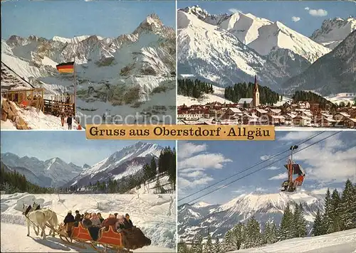 AK / Ansichtskarte Oberstdorf Gesamtansicht Wintersportplatz Allgaeuer Alpen Berghaus Pferdeschlitten Sessellift Skigebiet Kat. Oberstdorf