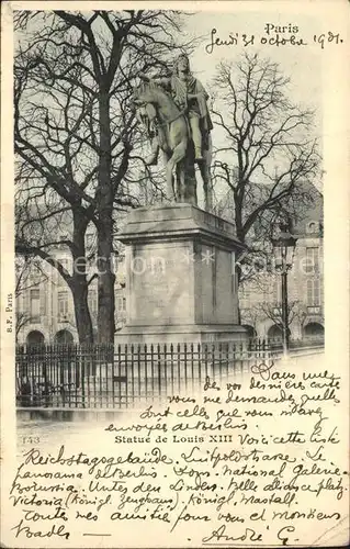 AK / Ansichtskarte Paris Statue de Louis XIII Reiterstandbild Kat. Paris