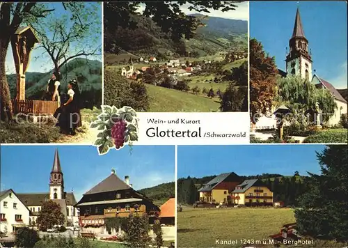 AK / Ansichtskarte Glottertal Panorama Weinort Kurort Wegekreuz Trachten Kirche Kandel Berghotel Kat. Glottertal Schwarzwald