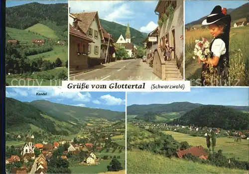 AK / Ansichtskarte Glottertal Panorama Landschaft Kandel Hauptstrasse Trachten Kat. Glottertal Schwarzwald