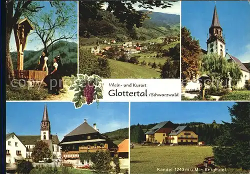AK / Ansichtskarte Glottertal Panorama Weinort Kurort Wegekreuz Trachten Kirche Kandel Berghotel Kat. Glottertal Schwarzwald