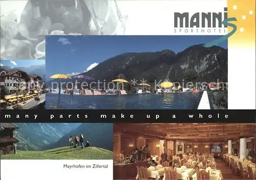 AK / Ansichtskarte Mayrhofen Zillertal Sporthotel Manni Restaurant Swimming Pool Zillertaler Alpen Kat. Mayrhofen