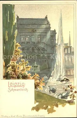 AK / Ansichtskarte Leipzig Schwanteich Fontaene Kuenstlerkarte Kat. Leipzig