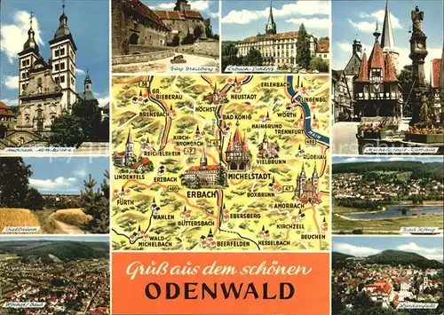 AK / Ansichtskarte Odenwald Michelstadt Rathaus Abteikirche Bad Koenig Erbach Schloss 