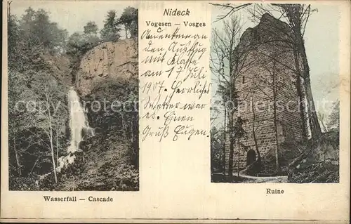 AK / Ansichtskarte Nideck Wasserfall Cascade Ruine Kat. Oberhaslach